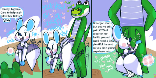 anthro asking_for_more ass_clapping balls balls_on_face bedroom_eyes bent_over big_butt bodily_fluids body_worship bouncing_breasts breasts bubble_butt butt carrying_another carrying_partner cleanup_blowjob clothed clothed_sex clothing cum cum_in_vagina cum_inside duo erect_nipples female genital_fluids genital_worship genitals impregnation inviting kiss_mark larger_male licking looking_pleasured male male/female narrowed_eyes nipples oral overalls ovum penetration penile penis penis_lick penis_worship public public_sex seductive sex shaking_butt shortstack shortstack_female size_difference skimpy sperm_cell text thick_thighs tongue tongue_out torn_clothing twerking vaginal vaginal_penetration wide_hips klutzatdusk animal_crossing nintendo boots_(animal_crossing) dora_(animal_crossing) alligator alligatorid crocodilian mammal mouse murid murine reptile rodent scalie comic english_text hi_res
