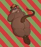 3_toes accidental_holly anthro arm_tuft big_butt biped brown_body brown_eyebrows brown_feet brown_fur brown_nose brown_tail butt calf_tuft cheek_tuft crown crown_only curling_tail evil_grin eyebrows facial_tuft fangs fat_arms fat_legs feet fur gold_crown grinning_at_viewer hairless_feet hairless_tail headgear holly_(plant) holly_on_tail humanoid_heel king leg_tuft looking_at_viewer looking_back looking_back_at_viewer lying male multicolored_body multicolored_fur nude obese obese_anthro obese_male on_front open_mouth overweight overweight_anthro overweight_male pattern_background paws pink_sclera plant pose presenting presenting_hindquarters raised_tail rear_view royalty sharp_teeth shoulder_tuft simple_background smile smiling_at_viewer smirk smirking_at_viewer soles solo spine striped_background tail tan_body tan_face tan_fur teasing teasing_viewer teasing_with_butt teeth thick_calves thick_eyebrows toes tuft two_tone_body two_tone_fur whiskers wide_hips havenstinkman the_nutcracker_prince mouse_king mouse_king_(nutcracker_prince) mammal mouse murid murine rat rodent 2022 colored digital_drawing_(artwork) digital_media_(artwork) hi_res pinup shaded