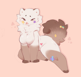 anthro big_breasts black_eyebrows breasts brown_body brown_eyes brown_fur brown_tail eyebrows featureless_breasts female fur nude pink_nose simple_background smile solo tail thick_thighs white_body white_fur wide_hips shiones canid canine canis domestic_dog mammal pomeranian spitz 2026 colored colored_sketch digital_drawing_(artwork) digital_media_(artwork) hi_res sketch