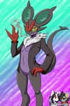 anthro big_ears black_clothing black_jacket black_topwear cigarette claws clothing hand_on_hip jacket male monocular orange_pupils pupils purple_body red_claws simple_background smoking solo tail topwear yellow_eyes thepachusan nintendo pokemon generation_6_pokemon noivern pokemon_(species) 2:3 digital_drawing_(artwork) digital_media_(artwork) hi_res