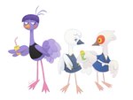 beverage clothing feathers female group holding_object looking_at_another male offering_beverage purple_body purple_feathers semi-anthro simple_background size_difference smile white_body white_feathers wings yellow_eyes natashafenik animal_crossing nintendo blanche_(animal_crossing) cranston_(animal_crossing) queenie_(animal_crossing) avian bird crane_(bird) gruiform ostrich ratite hi_res