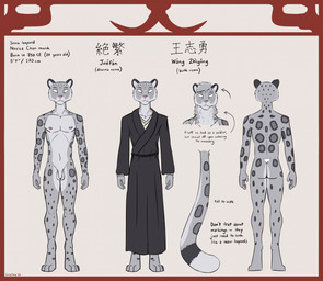 anthro asian_clothing balls butt chinese_clothing clothed clothing countershade_butt countershade_face countershade_legs countershade_thighs countershade_torso countershading digitigrade east_asian_clothing foreskin front_view fur genitals grey_body grey_fur hanfu head_fluff historical historical_dress humanoid_genitalia humanoid_penis long_tail male neck_tuft no_irises penis pink_nose rear_view religion simple_background slim slim_anthro slim_male solo standing tail tang_dynasty text tuft zhiduo scribefang buddhism mahayana_buddhism zen_buddhism juefan_(scribefang) felid mammal pantherine snow_leopard 2025 chinese_text digital_drawing_(artwork) digital_media_(artwork) english_text hi_res model_sheet
