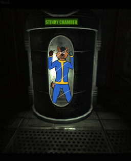 against_surface angry anthro container male on_glass solo trapped pickles-hyena fallout microsoft tanner_(paladin46) hyena mammal letterbox