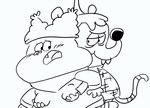 anthro clothed clothing duo fangs looking_back looking_sideways male male/male moob_grab open_mouth slightly_chubby slightly_chubby_male smug tail teeth young young_anthro jugend cartoon_network chowder_(series) chowder gorgonzola mammal mouse murid murine rodent 2016 black_and_white line_art monochrome