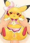 anal anal_orgasm anal_penetration bestiality blush bodily_fluids bow_tie clothed clothing cosplay_pikachu_(costume) duo ejaculation female female_on_human feral feral_penetrated first_person_view fleshlight_position genital_fluids genitals glistening glistening_eyes hands-free happy heart_catchlight heart_eyes heart_symbol human_on_feral human_penetrating human_penetrating_feral interspecies looking_pleasured male male/female male_on_feral narrowed_eyes orgasm partially_clothed penetration penis pokephilia pussy seductive sex simple_background stretched_anus sweat vaginal_fluids white_background type nintendo pokemon cosplay_pikachu_(character) pikachu_pop_star generation_1_pokemon human mammal mouse murid murine pikachu pokemon_(species) rodent absurd_res hi_res