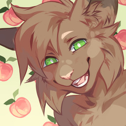 ambiguous_gender anthro brown_body brown_fur brown_hair brown_inner_ear_fluff cheek_tuft chest_tuft facial_tuft front_view fur green_eyes hair inner_ear_fluff looking_at_viewer nude nude_ambiguous nude_anthro open_mouth open_smile pattern_background pink_nose pink_tongue pupils short_hair simple_background smile solo teeth tongue tuft white_pupils corzh77 felid feline lynx mammal 1:1 bust_portrait hi_res icon portrait