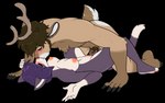 anthro anthro_on_anthro anthro_penetrated anthro_penetrating anthro_penetrating_anthro areola black_nose blue_body blue_fur blush bodily_fluids breasts brown_body brown_fur dipstick_tail duo eyes_closed female female_penetrated from_front_position fur genital_fluids genitals kissing lying male male/female male_penetrating male_penetrating_female markings missionary_position nipples nude on_back penetration penile penile_penetration penis penis_in_pussy pink_nose pussy scut_tail sex short_tail simple_background spread_legs spreading tail tail_markings tail_motion transparent_background vaginal vaginal_fluids vaginal_penetration skidd uberquest mason_hamrell sesame_akane cervine deer elk felid mammal absurd_res alpha_channel hi_res