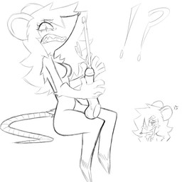 anthro bodily_fluids cum cum_on_face cumshot ejaculation female genital_fluids genitals handjob humanoid_genitalia humanoid_penis male male/female offscreen_male penile penis sex cat_cow mammal mouse murid murine rodent 1:1 hi_res monochrome sketch