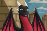 blep building cloud female feral green_eyes horn sky solo structure teeth tongue tongue_out wing_blade wings apollyondragon activision mythology spyro_the_dragon cynder dragon mythological_creature mythological_scalie scalie 2024 digital_drawing_(artwork) digital_media_(artwork) half-length_portrait hi_res portrait