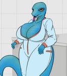 anthro big_breasts blue_body blue_scales breasts female orange_eyes scales solo thick_thighs assignment_risk_(series) daxy hi_res