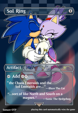 anthro card card_template clothing digit_ring duo eyes_closed female footwear hand_holding hero high_heels hug jewelry kiss_on_forehead kiss_on_head kissing magic:_the_gathering_card male male/female on_model princess ring romantic romantic_couple royalty shoes smile style_emulation tail tail_coil text trading_card trading_card_game trading_card_template wedding_ring thenovika hasbro magic:_the_gathering sega sonic_the_hedgehog_(series) wizards_of_the_coast blaze_the_cat sonic_the_hedgehog domestic_cat eulipotyphlan felid feline felis hedgehog mammal english_text hi_res