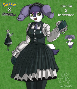 accessory anthro black_clothing black_dress clothing dress female green_eyes headband maid_uniform short_tail solo tail uniform go-two danganronpa danganronpa_v3 nintendo pokemon spike_chunsoft kirumi_tojo bovid caprine generation_8_pokemon goat human indeedee mammal pokemon_(species) satyr absurd_res hi_res