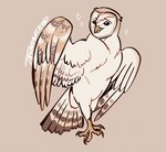 ambiguous_gender beak biped bipedal_feral brown_eyes claws eyebrows facial_scar feathered_wings feathers feral pink_scar scar simple_background solo standing tail tail_feathers tan_background tan_body tan_feathers white_body white_feathers wings yellow_beak trunswicked guardians_of_ga'hoole coryn_(gogh) avian barn_owl bird owl tyto tytonid western_barn_owl 2022 digital_drawing_(artwork) digital_media_(artwork) flat_colors full-length_portrait portrait
