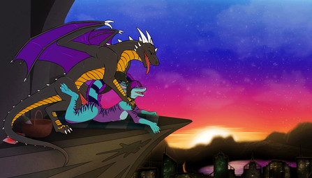 ambiguous_penetration anthro anthro_on_feral anthro_penetrated bestiality breasts city detailed_background digitigrade duo eyes_closed female female_on_feral female_penetrated feral feral_penetrating feral_penetrating_anthro from_behind_position genitals happy horn lake looking_pleasured lying male male/female male_on_anthro male_penetrating male_penetrating_female multicolored_body multicolored_skin non-mammal_breasts on_front open_mouth outside penetration penis picnic scales sex sharp_teeth size_difference small_breasts spikes star stripes sunset tail teeth tongue tongue_out two_tone_body two_tone_skin wings shadarrius mythology exenthal aquatic dragon fish mythological_creature mythological_scalie scalie shark 2d_animation animated loop motion_tweening