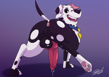 animal_genitalia animal_penis big_penis bodily_fluids canine_genitalia canine_penis erection feral genital_fluids genitals lustful_gaze male markings mature_male open_mouth open_smile penis precum smile solo spots spotted_markings reminic 101_dalmatian_street 101_dalmatians disney doug_(101_dalmatians) canid canine canis dalmatian domestic_dog mammal absurd_res hi_res