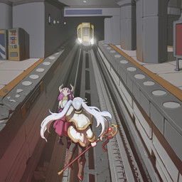 black_clothing black_legwear black_pantyhose boots brown_boots brown_clothing brown_footwear capelet clothing dress duo female footwear hair holding_character holding_object holding_staff horn humanoid_pointy_ears legwear machine pantyhose pointy_ears public_transportation purple_hair rapid_transit red_clothing red_dress shoes staff subway train twintails_(hairstyle) vehicle vending_machine white_capelet white_clothing white_dress white_hair pacpoi frieren_beyond_journey's_end image_comics invincible_(image_comics) aura_the_guillotine frieren elf horned_humanoid humanoid 1:1 absurd_res hi_res