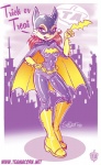 anthro bat_symbol batarang blue_eyes camel_toe cape clothing cosplay female hair latex long_hair red_hair solo text tight_clothing sallyhot teamacorn archie_comics batman_(series) dc_comics sega sonic_the_hedgehog_(archie) sonic_the_hedgehog_(comics) sonic_the_hedgehog_(series) batgirl sally_acorn chipmunk ground_squirrel mammal rodent sciurid 2013 crossover english_text url