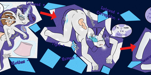 anthro breasts clothing corruption costume duo female genitals goo-connected_lips goo_transformation horn human_to_anthro latex merging mind_control nude sex species_transformation suit takeover text transformation vulva skyspeardw friendship_is_magic hasbro my_little_pony mythology rarity_(mlp) equid equine horse human mammal mythological_creature mythological_equine unicorn absurd_res english_text hi_res long_image wide_image