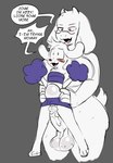 abdominal_bulge adult_on_young age_difference anal anal_penetration anthro balls big_balls big_breasts big_penis blush blush_lines breasts cheerleader_outfit dialogue duo eyewear fur genitals glasses gynomorph gynomorph/male gynomorph_penetrating gynomorph_penetrating_male holding_hips intersex intersex/male intersex_penetrating intersex_penetrating_male lifting_partner male male_penetrated mature_intersex on_bottom on_top penetration penis reverse_cowgirl_position sex size_difference speech_bubble standing standing_sex text white_body white_fur wide_hips young young_male younger_male younger_penetrated spakka5 undertale undertale_(series) asriel_dreemurr toriel bovid caprine goat mammal english_text hi_res incest_(lore) mother_(lore) mother_and_child_(lore) mother_and_son_(lore) parent_(lore) parent_and_child_(lore) parent_and_son_(lore) son_(lore)