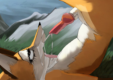animal_genitalia animal_penis anthro autofellatio bodily_fluids canine_genitalia canine_penis cum cum_in_mouth cum_inside cum_on_face cum_on_own_face cum_on_self cumshot ejaculation erection fur genital_fluids genitals knot knotted_penis male masturbation nude open_mouth oral oral_masturbation orgasm outside penile penile_masturbation penis sheath sky solo tongue tongue_out white_body white_fur codlam canid canine fox mammal absurd_res digital_drawing_(artwork) digital_media_(artwork) hi_res signature