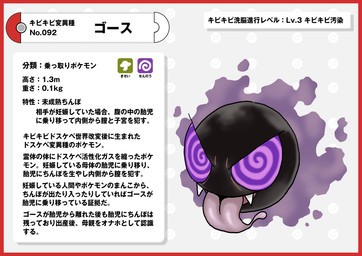 ambiguous_gender black_body border fangs hypnosis hypnotic_eyes mind_control purple_smoke red_border simple_background smoke solo spiral spiral_eyes teeth text tongue tongue_out white_background nikunigushii nintendo pokemon gastly generation_1_pokemon ghost pokemon_(species) sphere_creature spirit absurd_res hi_res japanese_text translation_request