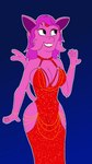 9:16 anthro big_breasts breasts clothing dress ear_piercing ear_ring eeveelution espeon eyeliner female fur generation_2_pokemon hair hi_res hollow_hip_backless_chain_dress jewelry lexi_cortez lipstick makeup meme meme_clothing nintendo piercing pink_body pink_fur pink_hair pokemon pokemon_(species) portrait purple_eyes red_clothing ring ring_piercing scoutthecat02 simple_background solo sparkles sparkling_clothing sparkling_dress thick_thighs