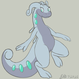2_toes 3_fingers anthro big_tail countershading digitigrade eyelashes feet female fingers flat_chested front_view genitals green_eyes grey_body innie_vulva long_neck long_tail looking_aside multicolored_body nude nude_anthro nude_female on_one_leg pokemorph purple_body purple_countershading purple_outer_labia purple_vulva simple_background smile snout solo standing tail tan_background tapering_tail thick_tail thick_thighs toes two_tone_body vulva wide_hips spe nintendo pokemon laeda generation_6_pokemon goodra mollusk pokemon_(species) scalie 1:1 2025 dated digital_drawing_(artwork) digital_media_(artwork) flat_colors hi_res procreate_(artwork) signature