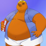 anthro armor belly big_belly bottomwear brown_body clothed clothing hard_hat headgear helmet kemono male moobs obese obese_male open_clothing open_shirt open_topwear overweight overweight_male shirt shorts solo topwear marumu_5656 animal_crossing nintendo mr._resetti eulipotyphlan mammal mole_(animal) 1:1 2023 hi_res