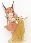 2018 5_fingers absolute_territory ambiguous_gender animal_humanoid armwear begging begging_pose biped black_hair black_highlights blue_eyes blush bottomwear bow_(feature) bow_tie breasts caracal caracal_(genus) caracal_(kemono_friends) caracal_humanoid clothed clothing dress_shirt duo ear_fur elbow_gloves eye_contact eyebrows eyelashes felid felid_humanoid feline feline_humanoid female feral fingers fist fully_clothed fur gloves guide_lines hair handwear hatching_(art) highlights_(coloring) humanoid iceeye_ena inner_ear_fluff japanese kemono_friends larger_female larger_humanoid leaning legwear light_body light_skin long_ears long_tail looking_at_another looking_back mammal mammal_humanoid markings medium_breasts multicolored_hair orange_bottomwear orange_clothing orange_hair orange_skirt pose pupils quadruped shaded shirt simple_background sitting size_difference skirt slit_pupils smaller_ambiguous smaller_feral smile snout standing tail tan_body tan_fur tan_skin tan_tail thigh_highs topwear tuft whiskers white_background white_clothing white_hair white_highlights white_shirt white_topwear