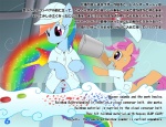 2012 adopted_(lore) adoptive_sibling_(lore) adoptive_sister_(lore) adoptive_sisters_(lore) armor blue_body blue_feathers blue_fur bucket clothing cloudsdale conditional_dnp container duo english_text equid equine factory feathered_wings feathers female feral friendship_is_magic fur hair hard_hat hasbro headgear helmet japanese_text mammal multicolored_hair my_little_pony mythological_creature mythological_equine mythology orange_body orange_feathers oze pegasus purple_eyes purple_hair rainbow rainbow_arch rainbow_dash_(mlp) rainbow_hair scootaloo_(mlp) shirt tail text topwear translated wings young young_female young_feral