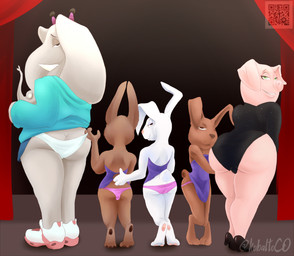 4_fingers age_difference anthro backless_clothing backless_dress bare_shoulders barefoot bedroom_eyes bent_arm bent_legs big_butt big_ears big_nose biped black_clothing black_eyebrows black_eyes black_footwear black_high_heels black_leotard black_shoes blue_clothing blue_hoodie blue_topwear brown_body brown_ears brown_floor brown_fur brown_inner_ear brown_nose brown_pawpads brown_tail buckteeth butt butt_cleavage butt_size_difference camel_toe cheek_tuft closed_smile clothed clothed_anthro clothed_female clothing clothing_lift clothing_pull curtains curtains_open detailed_background digitigrade dress dress_lift eyebrows eyelashes eyes_mostly_closed faceless_anthro faceless_character faceless_female facial_tuft feet female fingers floor floppy_ears folded_ears footwear fur fur_tuft glistening glistening_clothing glistening_eyes glistening_footwear glistening_high_heels glistening_shoes green_eyes grey_body grey_ears grey_skin group half-closed_eyes head_turned high_heels hoodie hug huge_ears hugging_another hugging_butt inside iris larger_anthro larger_female leaning leaning_forward legs_together leotard light_body light_fur light_skin long_eyelashes looking_at_viewer looking_back looking_back_at_viewer lop_ears mature_anthro mature_female monotone_body monotone_fur monotone_skin mouth_closed multicolored_clothing multicolored_footwear multicolored_shoes multicolored_sneakers narrowed_eyes no_pupils older_anthro older_female one_eye_closed panties panties_down pantsless panty_pull partially_clothed partially_clothed_anthro partially_clothed_female pawpads pink_body pink_clothing pink_ears pink_fur pink_inner_ear pink_nose pink_panties pink_pawpads pink_underwear proboscis_(anatomy) pupils purple_clothing purple_dress qr_code raised_clothing raised_dress rear_view red_curtains seductive shoes size_difference smaller_anthro smaller_female smile smiling_at_viewer sneakers snout standing straight_legs tail teeth text thick_eyelashes thick_thighs topwear trunk_(anatomy) tuft tusks two_tone_clothing two_tone_footwear two_tone_shoes two_tone_sneakers underwear underwear_down underwear_pull white_body white_clothing white_ears white_fur white_panties white_sclera white_tail white_underwear wide_hipped_anthro wide_hipped_female wide_hips wink winking_at_viewer younger_anthro younger_female kobaltoco illumination_entertainment sing_(movie) bunnies_(sing) meena_(sing) rosita_(sing) unnamed_character domestic_pig elephant elephantid lagomorph leporid mammal proboscidean rabbit suid suine sus_(pig) 2022 artist_name digital_drawing_(artwork) digital_media_(artwork) hi_res