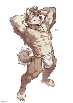 5_toes abs anthro areola arm_markings arm_tuft armpit_tuft arms_bent asian_clothing athletic athletic_anthro athletic_male barefoot biped black_nose blue_eyes brown_body brown_ears brown_fur brown_hair brown_tail brown_text brown_tuft bulge cheek_tuft chest_tuft closed_smile clothed clothed_anthro clothed_male clothing countershade_arms countershade_face countershade_fur countershade_hands countershade_legs countershade_neck countershade_tail countershade_thighs countershade_torso countershading east_asian_clothing elbow_tuft eyebrows facial_markings facial_tuft feet fluffy fluffy_tail foot_markings front_view fundoshi fundoshi_only fur fur_markings fur_tuft grey_ears grey_eyebrows grey_highlights grey_jewelry grey_markings grey_necklace grey_nose grey_tail hair hands_behind_head head_markings highlights_(coloring) humanoid_feet inner_ear_fluff iris japanese_clothing jewelry kemono leaning leaning_backward leg_markings light_body light_fur light_hair looking_at_viewer male male_anthro markings monotone_background monotone_clothing monotone_fundoshi monotone_underwear mouth_closed multicolored_body multicolored_ears multicolored_fur multicolored_tail navel necklace pink_areola plantigrade pose pupils raised_arms short_hair simple_background smile smiling_at_viewer snout socks_(marking) solo standing straight_legs tail tail_markings tan_body tan_countershading tan_feet tan_fur tan_inner_ear_fluff tan_markings tan_snout tan_tail tan_tuft text thigh_markings toes topless topless_anthro topless_male tuft two_tone_ears underwear underwear_only white_background white_clothing white_fundoshi white_pupils white_sclera white_underwear kumak71395 canid canine mammal 2026 artist_name full-length_portrait hi_res pinup portrait shaded
