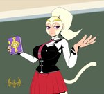 blonde_hair book classroom clothing crown female hair headgear ponytail school school_uniform solo tail tiara uniform ignisdraco bible_black bloons_tower_defense ninja_kiwi adora_(bloons) haplorhine humanoid mammal monkey primate