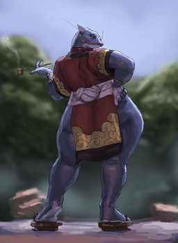5_fingers anthro asian_clothing barbel_(anatomy) big_butt butt clothed clothing colored_nails countershade_feet countershade_hands countershading day ear_piercing ear_ring east_asian_clothing feet female fingers footwear geta green_sclera hand_on_hip humanoid_feet humanoid_hands japanese_clothing kiseru lips looking_aside nails outside piercing plantigrade purple_body purple_skin rear_view ring_piercing robe sash sky smoking_pipe soles solo thick_lips thick_thighs white_nails wide_hips redustheriotact lady_namazu_(jerzzy) aquatic catfish fish 2025 hi_res