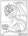 anthro basin brush claws female genitals hair humanoid_genitalia humanoid_pussy looking_at_viewer nude pussy solo wings steamfox mythology dragon mythological_creature mythological_scalie scalie 1998 monochrome