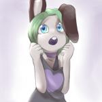 anthro blue_eyes bra buckteeth choker clothed clothing female floppy_ears heart_symbol jewelry lop_ears markings necklace open_mouth purple_tongue simple_background solo sport teeth tongue underwear cainethelongshot camille_(cainethelongshot) lagomorph leporid mammal rabbit 2016