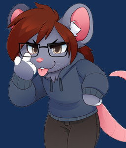 4_fingers anthro black_bottomwear black_clothing black_eyebrows black_pants bottomwear brown_eyes brown_hair buckteeth chest_tuft clothing eyebrows eyewear fingers fur glasses grey_body grey_clothing grey_fur grey_hoodie grey_topwear hair hoodie inner_ear_fluff male markings pants pink_nose pink_tail simple_background solo tail teeth tongue tongue_out topwear transparent_background tuft wearing_glasses whiskers white_markings feve mammal mouse murid murine rodent alpha_channel colored digital_drawing_(artwork) digital_media_(artwork) hi_res shaded