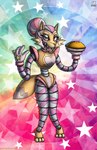 anthro dessert female food machine open_mouth pie_(food) pie_tin red_eyes robotic robotic_leg solo star viroveteruscy if_hell_had_a_taste kuki-ro_fox canid canine fox mammal robot absurd_res digital_media_(artwork) hi_res