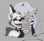 anthro big_penis bodily_fluids collar disembodied_penis drooling duo ear_piercing ear_ring erection female first_person_view fur genitals grey_body grey_fur grey_hair hair hand_on_penis handjob humanoid_genitalia humanoid_penis looking_at_genitalia looking_at_penis male male/female male_pov mostly_offscreen_character penile penis penis_grab piercing red_eyes ring_piercing saliva sex smile solo_focus spiked_collar spikes spread_legs spreading thick_penis vein veiny_penis white_body white_fur esahma helluva_boss mythology loona_(helluva_boss) canid canid_demon canine demon hellhound mammal mythological_canine mythological_creature 2024 hi_res