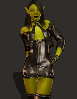 balls clothed clothing crossdressing femboy genitals gloves green_body green_skin hair handwear latex looking_at_viewer male not_furry pig_nose simple_background solo greenstreet hethra humanoid orc 3d_(artwork) digital_media_(artwork) hi_res
