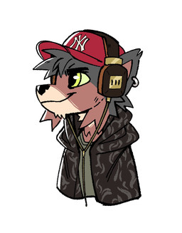 anthro biped black_body black_fur brown_body brown_fur clothing ear_piercing ear_ring electronics fur green_eyes green_sclera hat headgear headphones headset headwear looking_away male piercing ring_piercing solo kaleidocollie border_collie canid canine canis collie domestic_dog herding_dog mammal pastoral_dog sheepdog 2024 hi_res