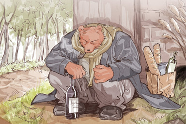 anthro bottomwear bread clothing detailed_background food kemono male outside pants plant scarf shirt sitting solo topwear tree ham_won_art ernest_and_celestine bolero_(ernest_and_celestine) bear mammal 2025 hi_res