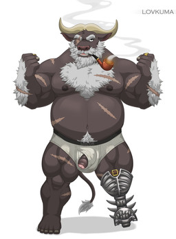 amputee anthro arm_hair balls_outline barazoku beard big_penis body_hair bulge chest_hair clothed clothing detailed_bulge disability erection facial_hair foreskin genital_outline genitals horn male muscular muscular_anthro muscular_male mustache nipple_outline nipples pegleg penis penis_poking_out pipe prosthetic prosthetic_leg prosthetic_limb pubes sailor scar smoking solo underwear lovkuma lifewonders tokyo_afterschool_summoners ahab_(tas) bovid bovine cape_buffalo mammal absurd_res hi_res