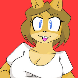anthro big_breasts blue_eyes breasts brown_hair cleavage clothed clothing collarbone countershade_face countershading eyebrow_through_hair eyebrows eyelashes female fur hair open_mouth open_smile red_background shirt simple_background smile solo t-shirt tan_body tan_fur topwear translucent translucent_hair white_clothing white_shirt white_t-shirt white_topwear kyky1118 june_(jinu) canid canine canis domestic_dog mammal shiba_inu spitz 1:1 2017 absurd_res bust_portrait digital_drawing_(artwork) digital_media_(artwork) english_description hi_res portrait