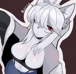 anthro breasts clothing female female/female hair red_eyes solo white_hair rustym haru_(eharu0110) absurd_res hi_res