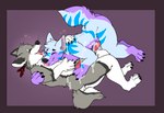 anthro blue_body blue_fur bodily_fluids cum duo ejaculation fur genital_fluids genitals male male/male masturbation penis purple_body purple_fur seductive_feline keenora wulfer canid canine canis mammal wolf absurd_res digital_media_(artwork) hi_res