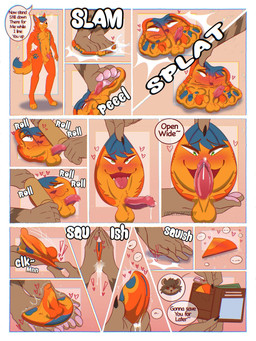 4_toes anthro balls bodily_fluids cum cum_in_mouth cum_in_own_mouth cum_in_self cum_inside dialogue duo feet flattened flattening_fetish folded foot_fetish foot_focus foot_play genital_fluids genitals inanimate_transformation insole male male/male pawpads paws penis speech_bubble stomped stuck_to_foot text toes transformation underfoot luciotheartistxy boof_(brotherboofer) squishdingo_(character) canid canine canis dingo mammal 3:4 comic english_text hi_res