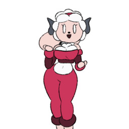 67 anthro bottomwear breasts cleavage clothed clothing female fluffy happy long_ears pants red_outfit shitpost simple_background solo sweatpants guak ruth_(guak) bovid caprine mammal sheep 2_frame_animation animated meme shaded simple_shading