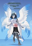 2022 4_eyes 6_breasts 6_wings angel anthro blush body_part_growth breasts breasts_and_teats canid clothed clothing collar comic dialogue digital_media_(artwork) digitigrade english_text eye_growth feathers female fur grey_body grey_fur growth halo legwear mammal multi_breast multi_eye multi_wing multifur nipples on_one_leg open_mouth pantyhose seraph_(angel) simple_background solo species_transformation standing strawberrytfs supernumerary_breasts teats text topless transformation udder_growth udders white_body white_feathers wings wrong_udders