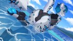 16:9 2019 4_toes anthro archon_eclipse backsack balls beach black_spots blue_eyes blue_hair blue_nose blue_pawpads bulge butt claws clothed clothing day detailed_background digital_media_(artwork) feet felid femboy fur genitals grey_body grey_fur hair hi_res looking_at_viewer looking_back looking_back_at_viewer male mammal markings one-piece_swimsuit outside pantherine partially_submerged patreon patreon_logo patreon_username pawpads perineum seaside sky smile snow_leopard soles solo spots spotted_body spotted_fur summer surf swimwear text toe_claws toes url valkoinen water widescreen